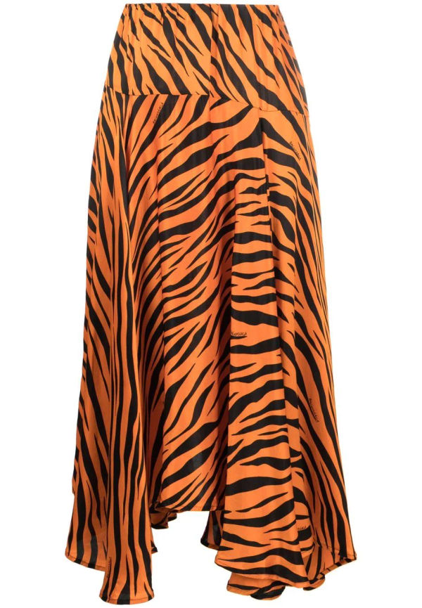 Balenciaga tigermönstrad midikjol - Orange