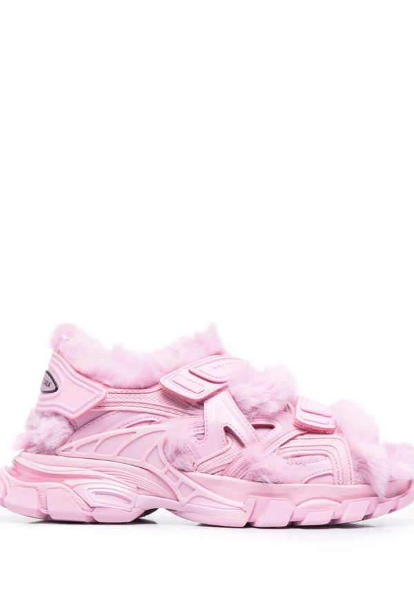 Balenciaga Track sandaler i konstpäls - Rosa