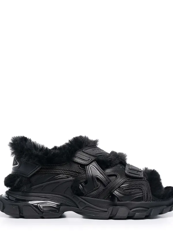 Balenciaga Track sandaler i konstpäls - Svart