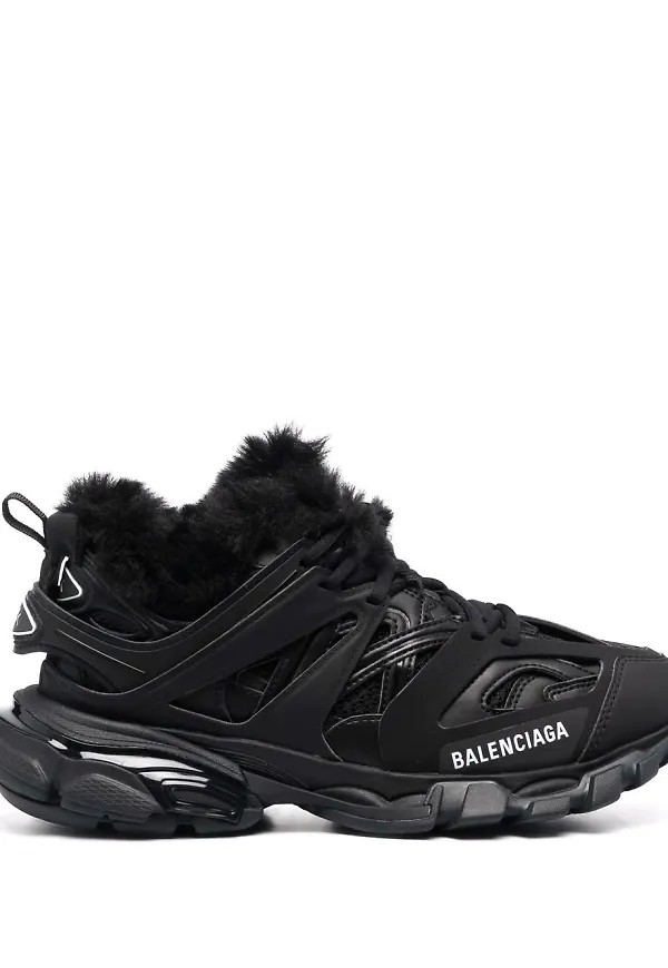 Balenciaga Track sneakers i konstpäls - Svart
