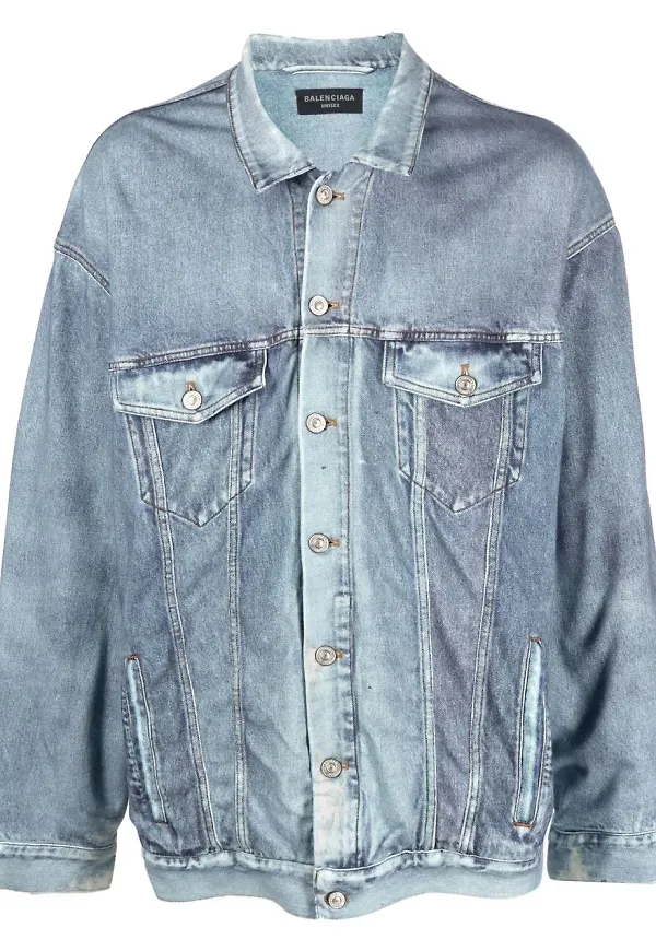 Balenciaga trompe l'oeil jeansjacka - Blå