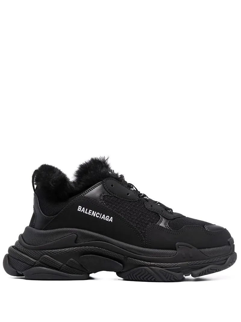 Balenciaga träningsskor med fuskpälskant - Svart