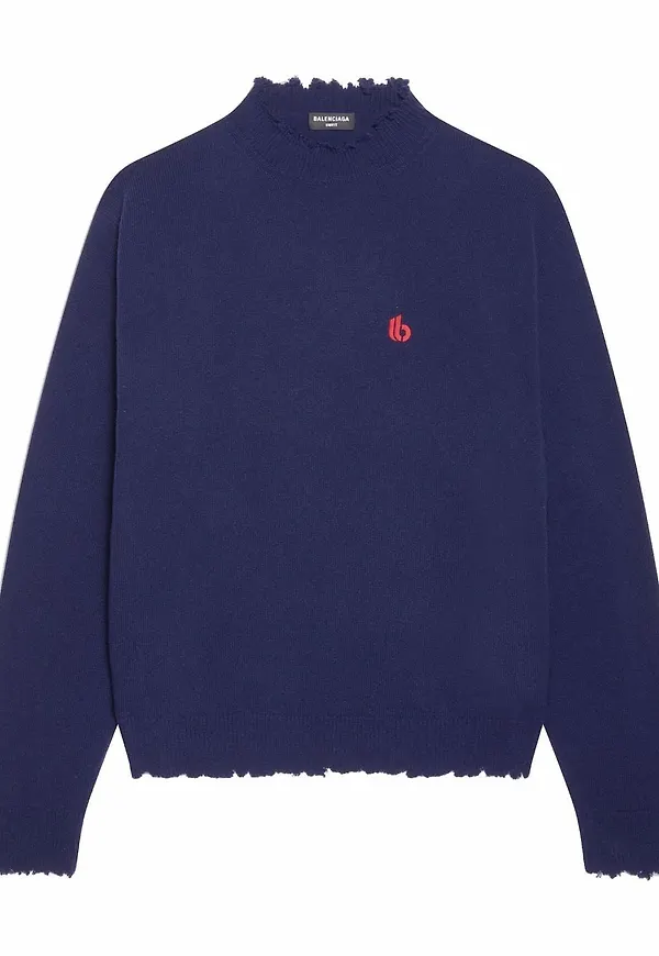Balenciaga tröja med osydd fåll - Blå