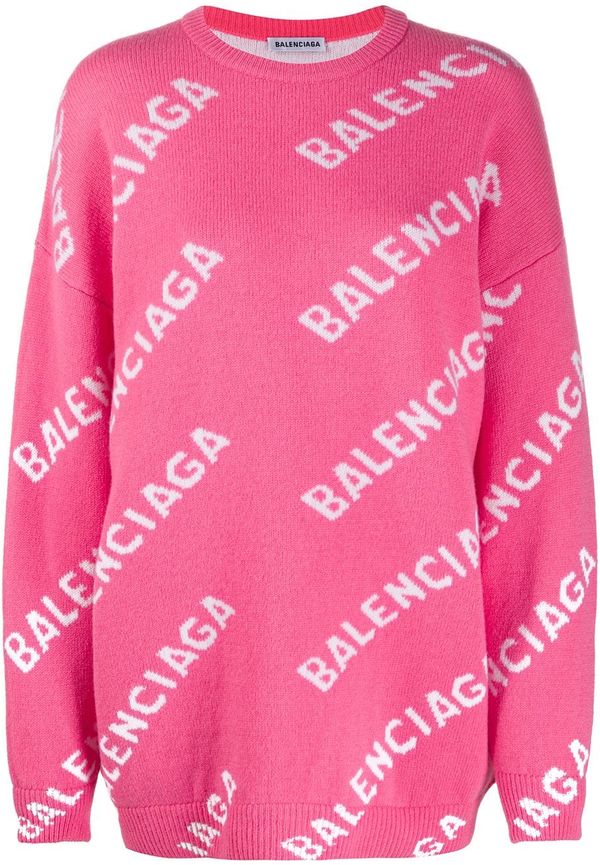 Balenciaga tröja med tryck och logotyp - Rosa