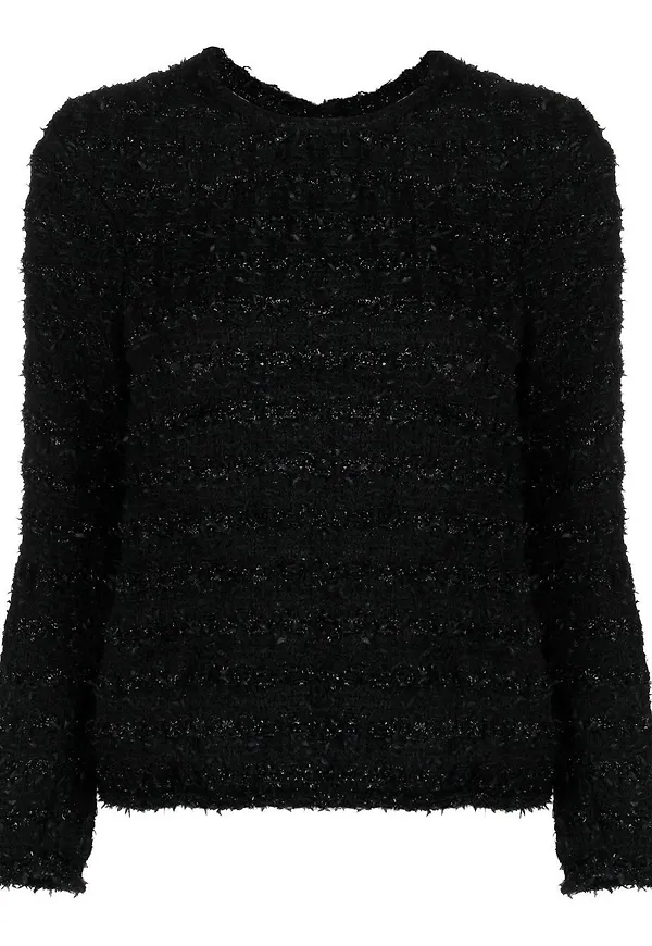 Balenciaga tweedblus med knäppning bak - Svart