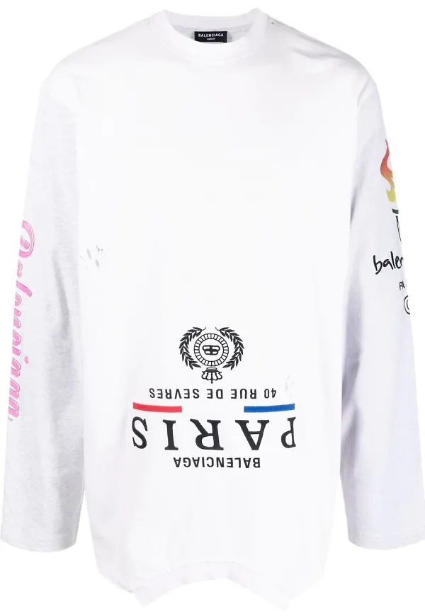 Balenciaga Upside Down långärmad t-shirt - Vit