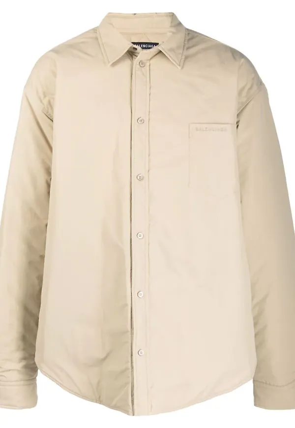 Balenciaga vadderad skjortjacka - Neutral
