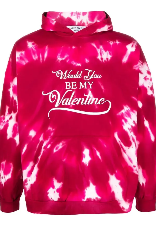 Balenciaga Valentine batikmönstrad hoodie - Rosa