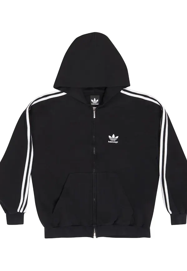 Balenciaga x adidas 3-Stripes hoodie med dragkedja - Svart