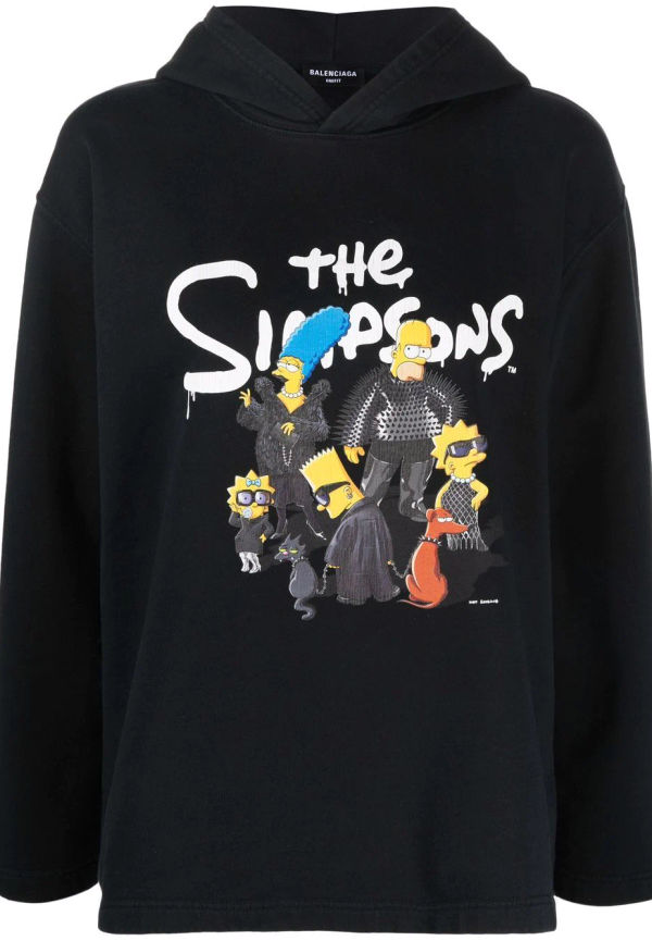 Balenciaga x The Simpsons hoodie med grafiskt tryck - Svart