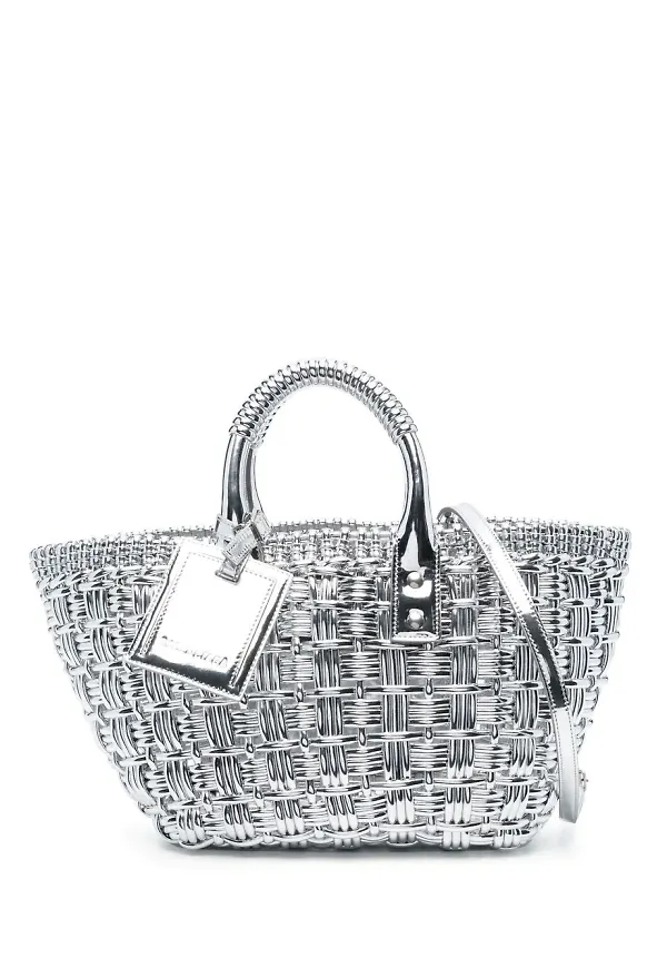 Balenciaga XS Bistro Basket totebag - Silverfärgad