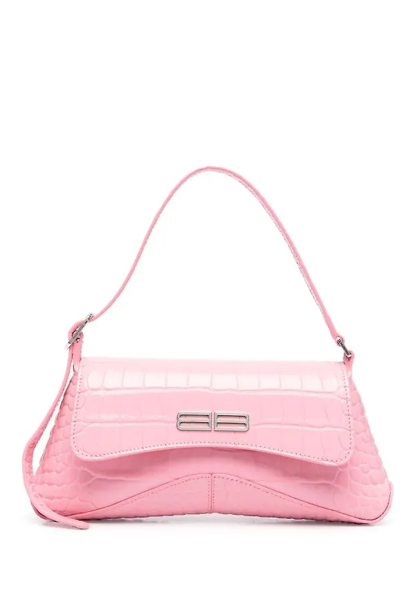 Balenciaga XX Flat krokodilpräglad axelväska - Rosa