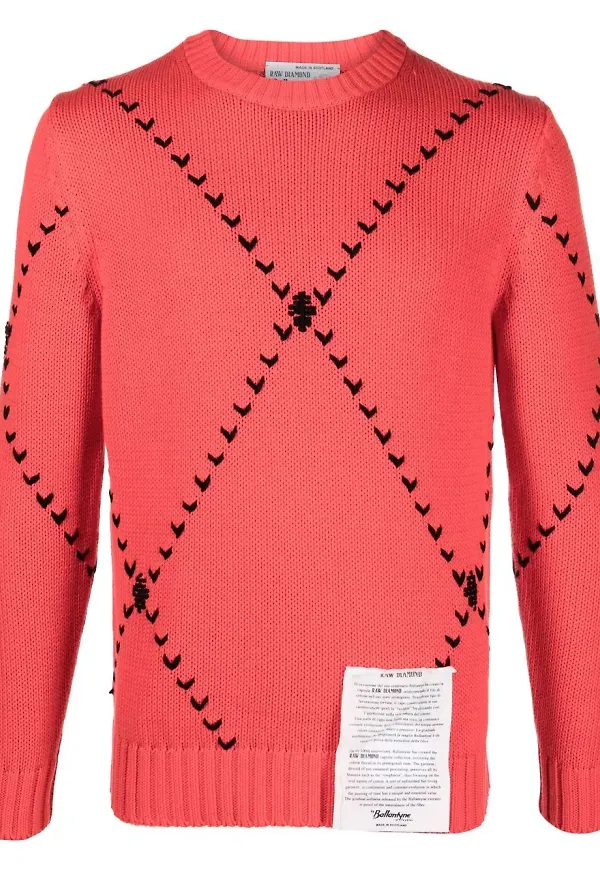 Ballantyne argyle-stickad långärmad tröja - Röd