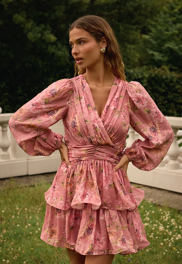 Balloon Sleeve Short Flounce Dress