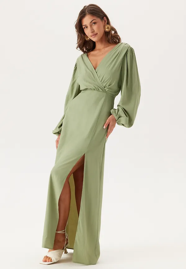 Balloon Sleeve Wrap Gown