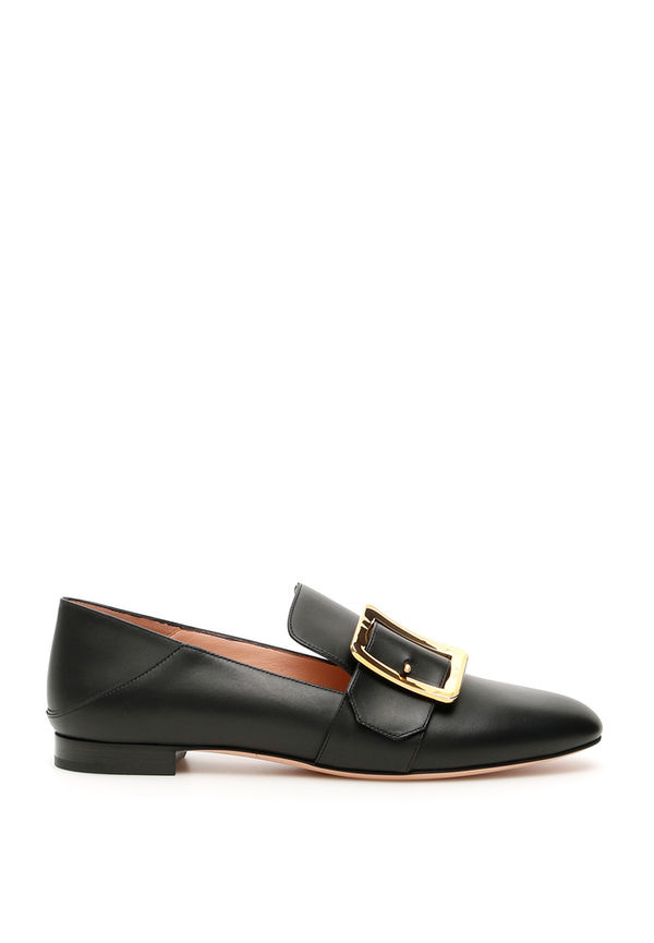 Bally Janelle Square Buckle Loafers Svart, Dam