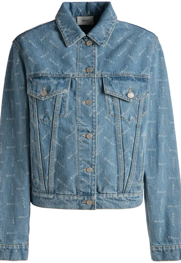 Bally jeansjacka med logotyp - Blå