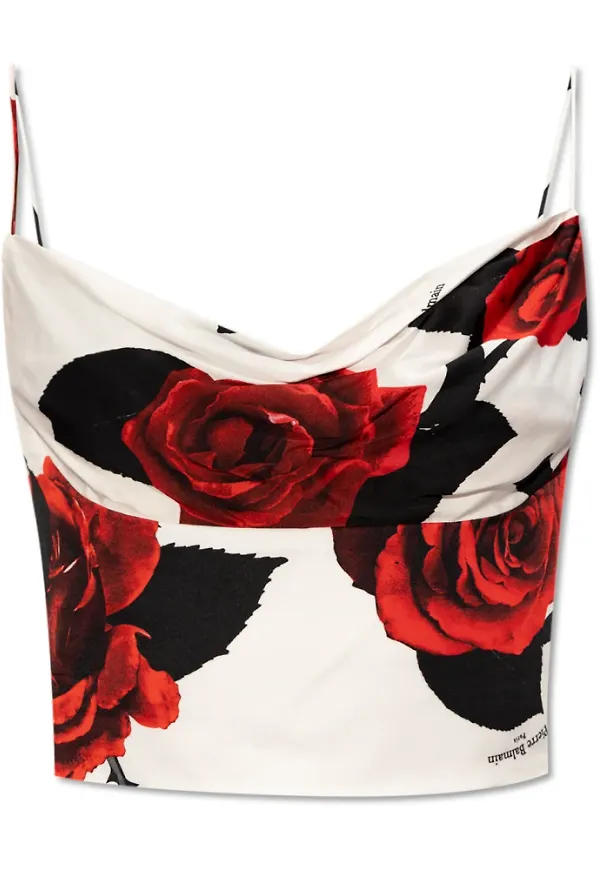 Balmain, Topp, Dam, L, Linne, Blommig linne
