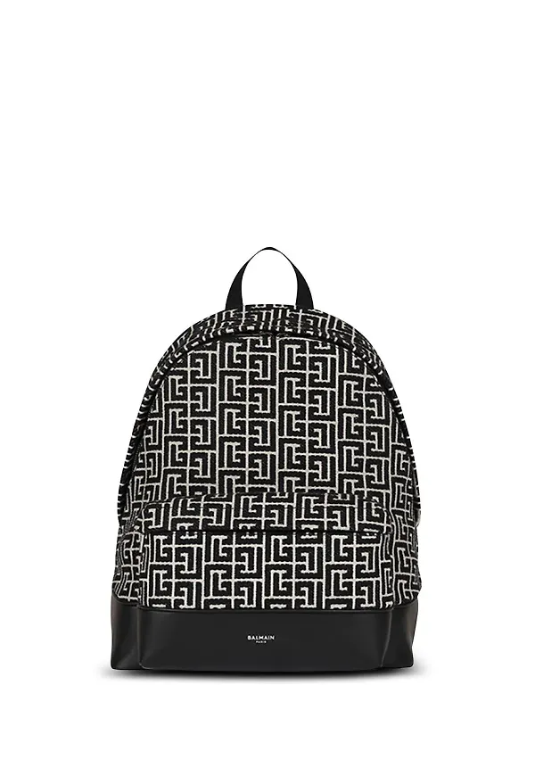 Balmain all-over logo-pattern backpack - Svart