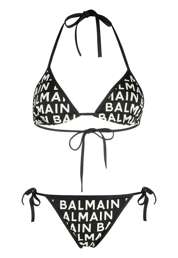 Balmain all-over logo print bikini - Svart