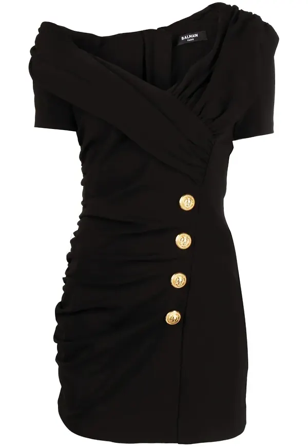 Balmain asymmetrisk cold shoulder-klänning - Svart
