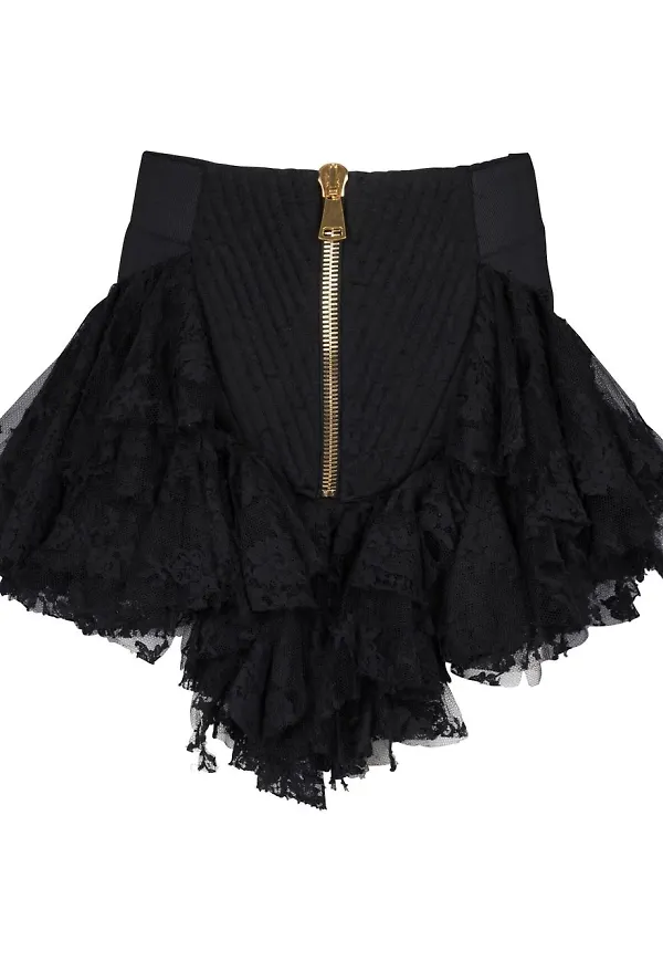 Balmain asymmetrisk kjol med dragkedja - Svart