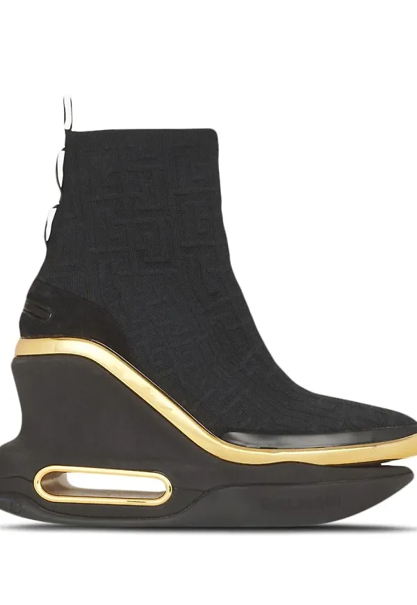 Balmain B-Bold mesh wedge sneakers - Svart