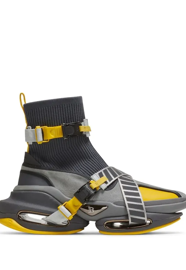Balmain B-Bold stickade sneakers - Grå
