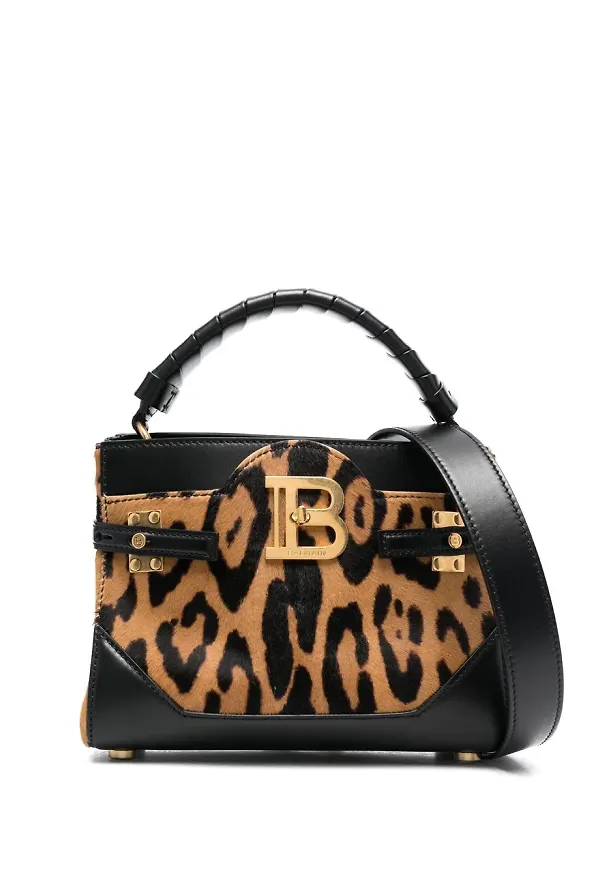 Balmain B-Buzz 22 leopardmönstrad totebag - Svart