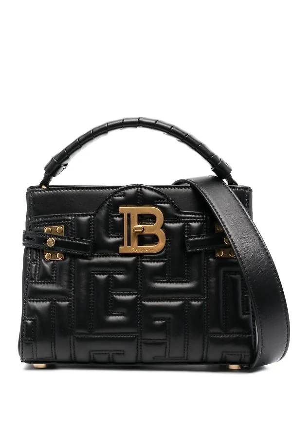Balmain B-Buzz 22 quiltad totebag i skinn - Svart