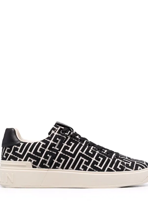 Balmain B-Court sneakers med monogram - Neutral