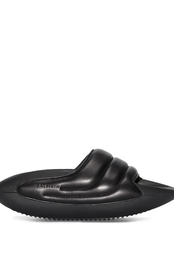 Balmain B-It-Puffy quiltade tofflor - Svart
