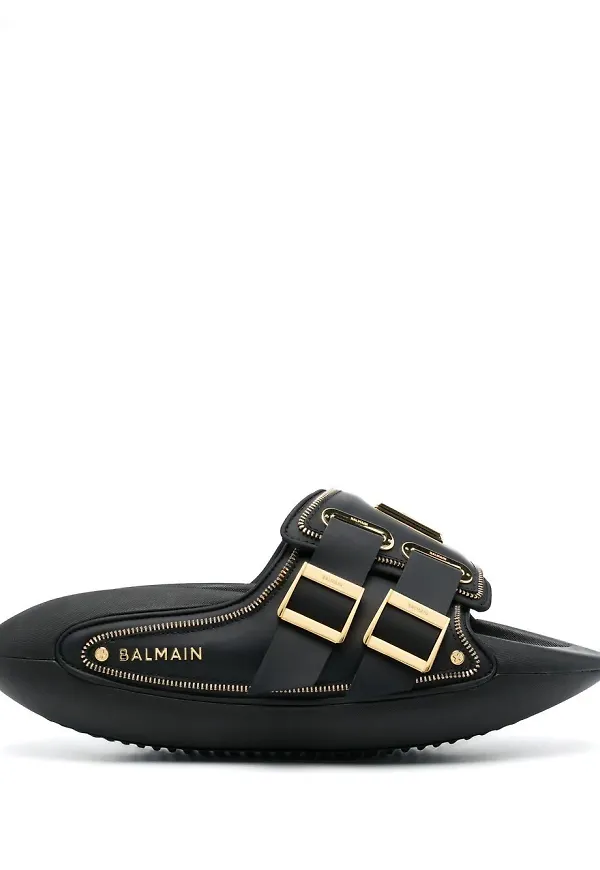 Balmain B-IT tofflor med monogram - Svart