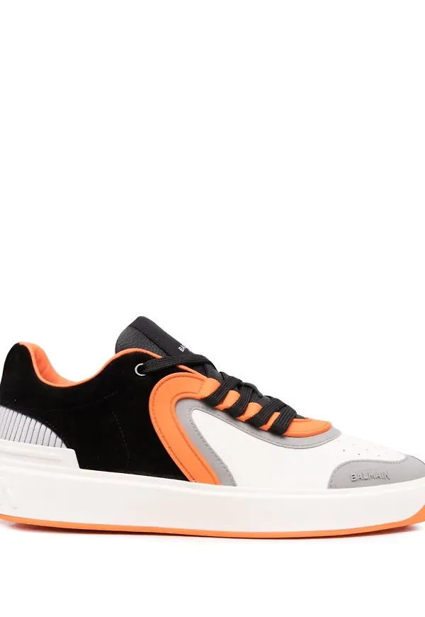 Balmain B-skate låga sneakers med panel - Svart