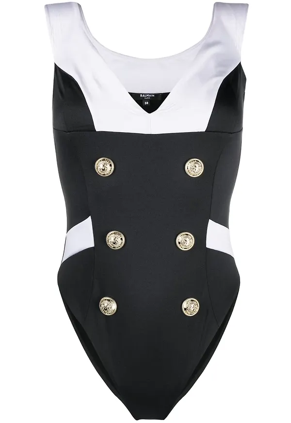 Balmain baddräkt med knappar - Svart