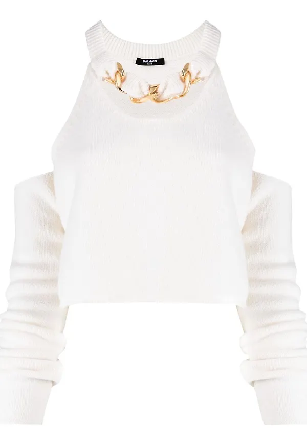 Balmain baraxlad stickad croptop - Neutral