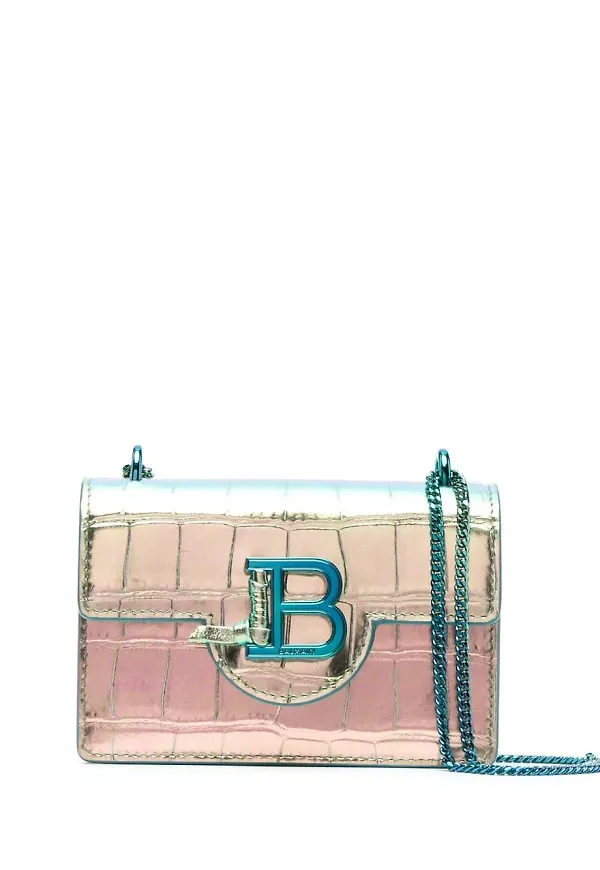 Balmain BBuzz liten läderväska - Metallic