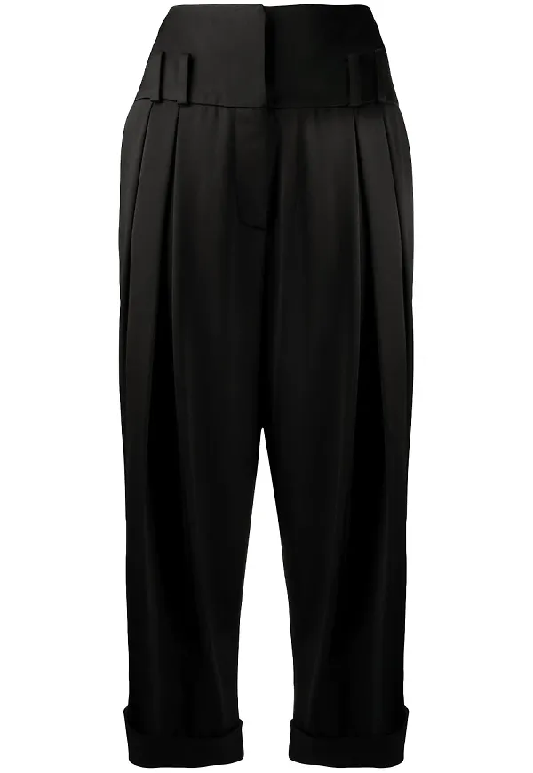 Balmain beskurna satinbyxor - Svart