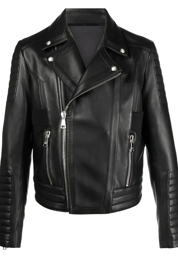 Balmain bikerjacka med panel - Svart