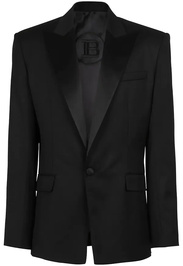 Balmain blazer med satinslag - Svart