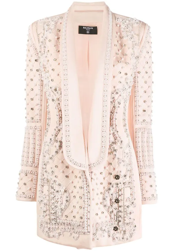 Balmain blazer med sjalslag - Neutral