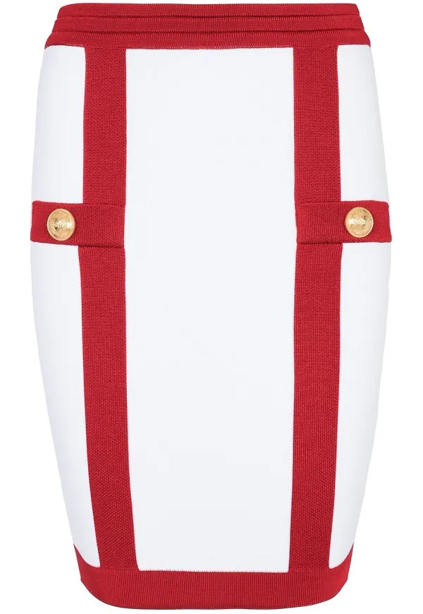 Balmain bodycon-kjol med knappar - Vit