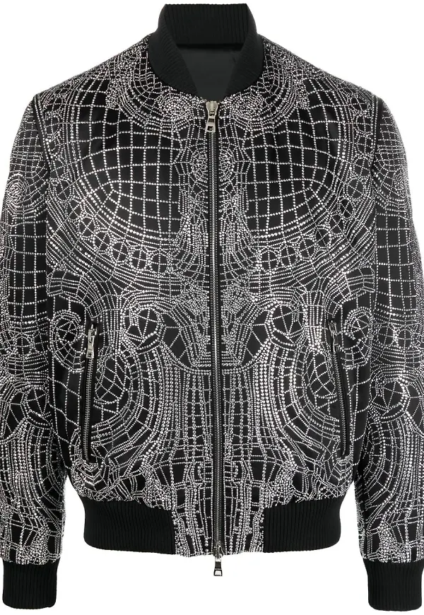 Balmain bomberjacka med grafiskt tryck - Svart