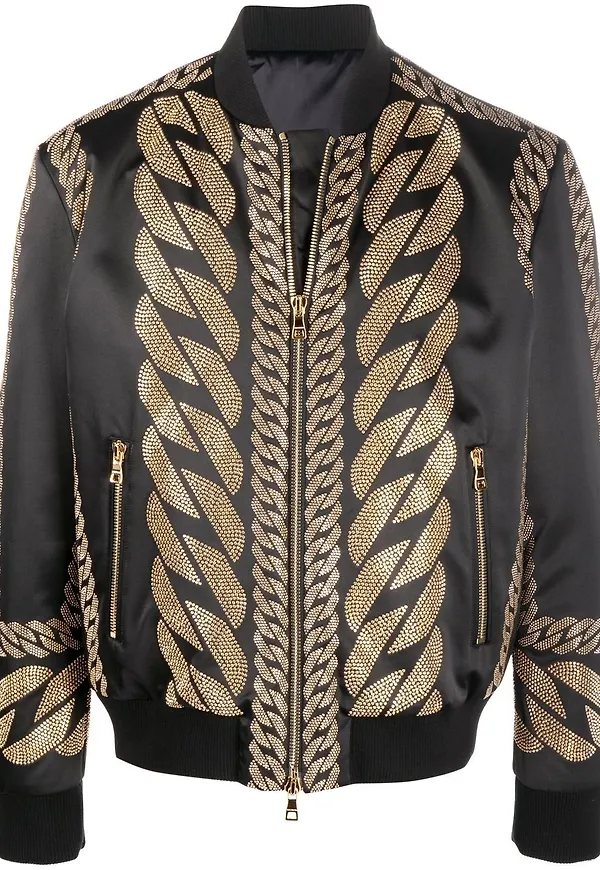 Balmain bomberjacka med nitar - Svart