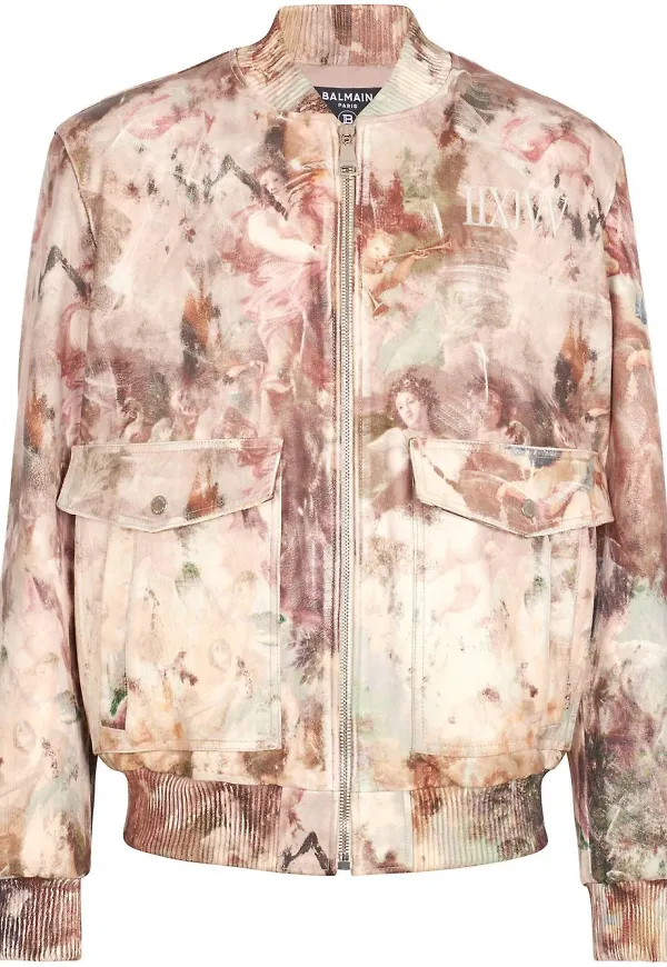 Balmain bomberjacka med tryck - Neutral