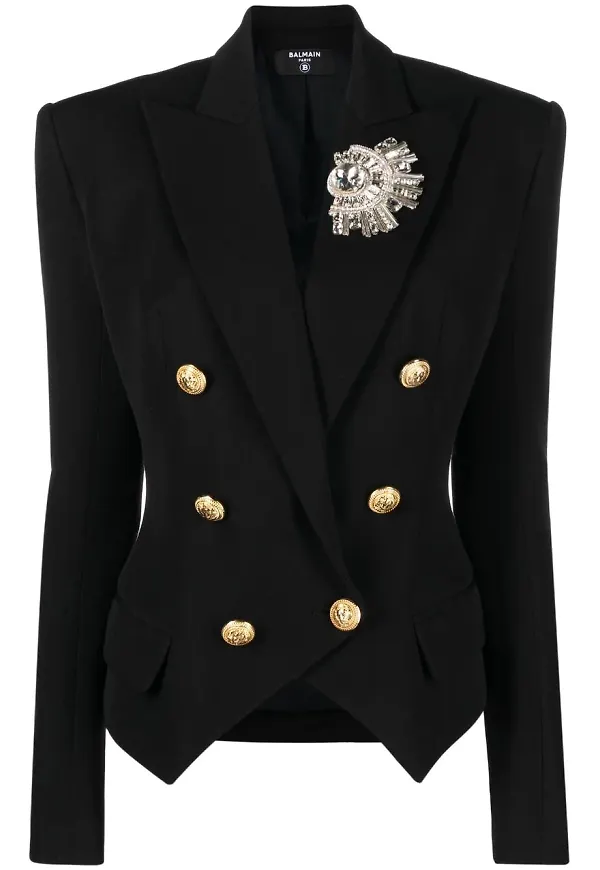 Balmain brooch-detail blazer - Svart