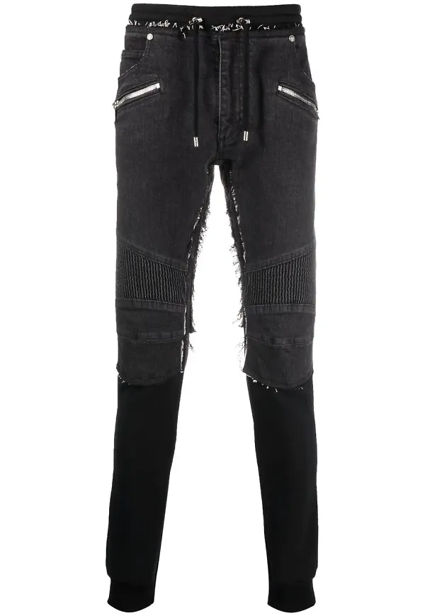 Balmain byxor med lagerdesign - Svart