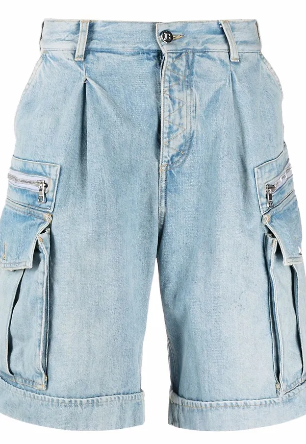 Balmain cargoshorts i denim - Blå