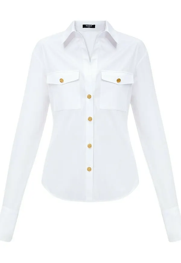 Balmain Cotton shirt Vit, Dam