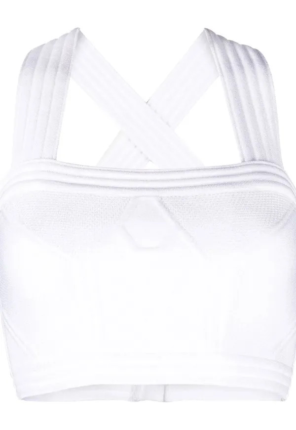 Balmain croptop med geometrisk panel - Vit